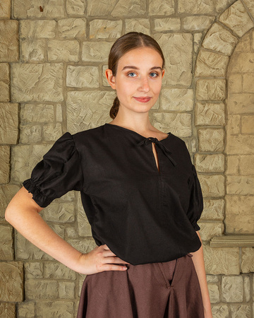 Elisa Blouse Black - płócienna bluzka