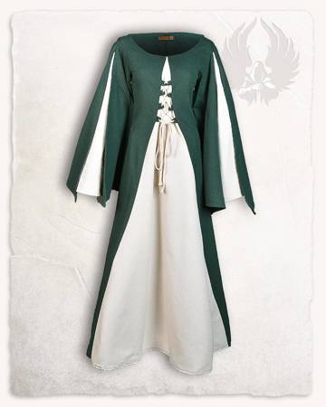 Jasione Dress Green/Cream - średniowieczna suknia
