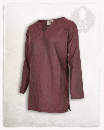 Tronde Tunic Herringbone Burgundy - bawełniana tunika