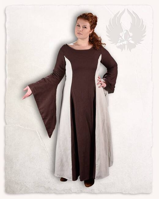 Calla Dress Canvas Brown/Cream - płócienna suknia