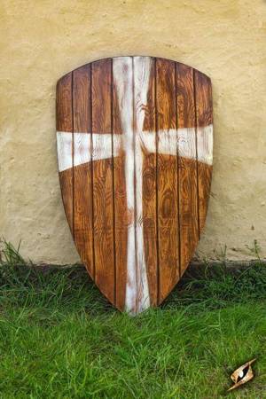 Crusader Shield - Wood/White - 90x60 cm