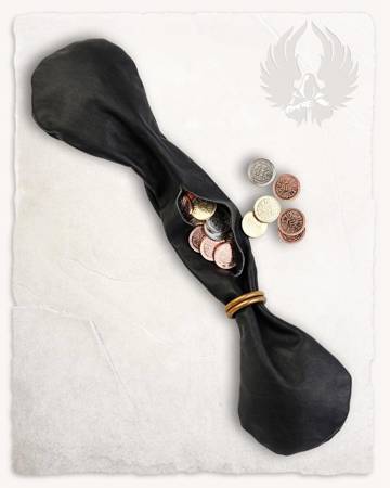 Denarius Gledkatze Smooth Leather Black - skórzana średniowieczna sakiewka