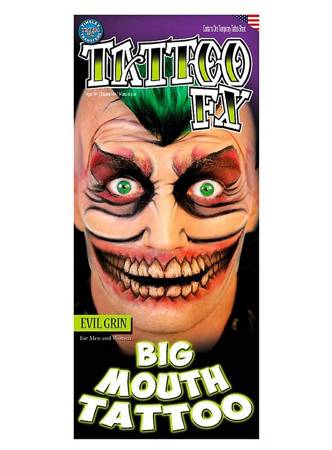 Evil Grin Big Mouth Tattoo - tatuaż tymczasowy