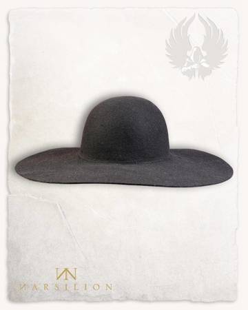 Felted Hat With Wide Brim Black  -  średniowieczny kapelusz z szerokim rondem