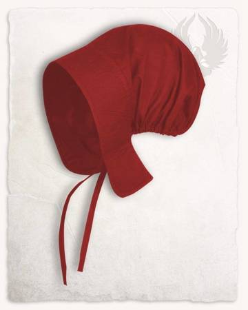 Greta Bonnet Red - czepek średniowieczny