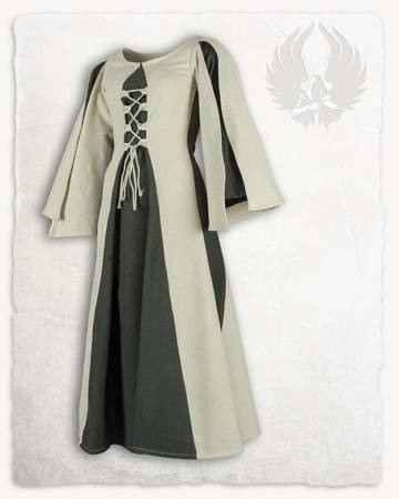 Kirian Girls Dress Cream/Green - średniowieczna suknia