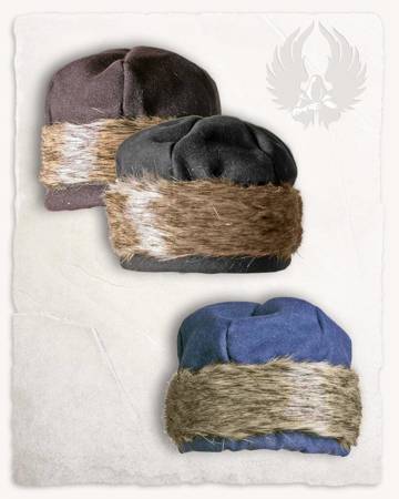 Ragi Fur Cap Wool Blue - wełniana czapka z futrem