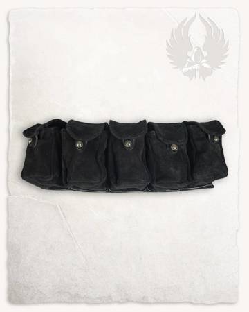 Rickar Bag Belt Black - zamszowy pas z sakiewkami