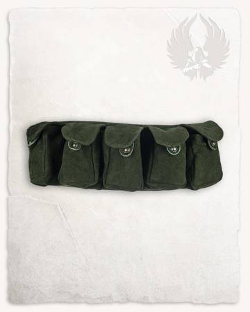 Rickar Bag Belt Green - zamszowy pas z sakiewkami