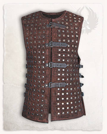 Robert Armour Vest brown - nitowany skórzany kaftan