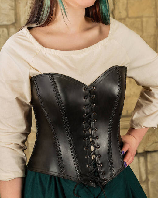 Tamara Leather Bodice Black - skórzany gorset