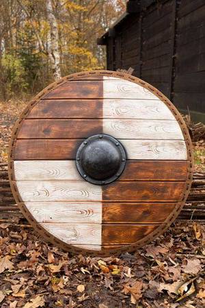 Thegn Shield - White/Wood - 80 cm