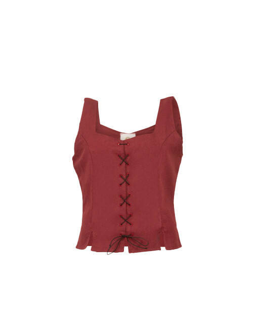 Tika Bodice Canvas Bordeaux - kamizelka gorsetowa