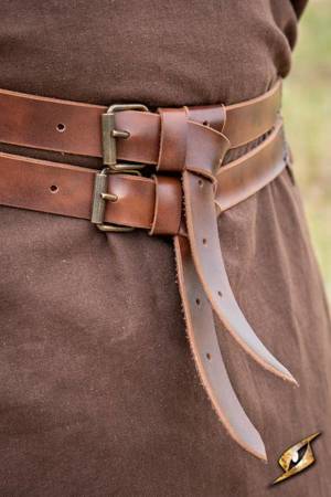 Twin Belt - Faux Leather - Brown - 120 cm