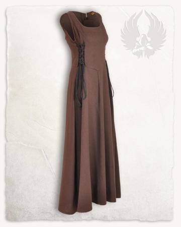 Uma Dress Canvas Brown - płócienna suknia